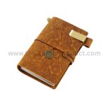 Handemade Leather Journal Writing Notebook, Travel Daily Planner for Men Women Flower Carving Style