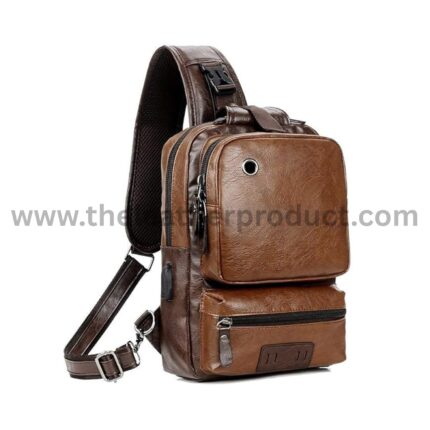 Leather Laptop Backpack for Men, Vintage Black Work Knapsack Large Travel Waterproof Bags