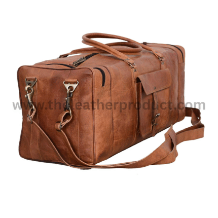 Leather Duffle Luggage Bag for Travel, Packing and Storage Weekender Bag Stylish Sports Gym Bag for Men and Women