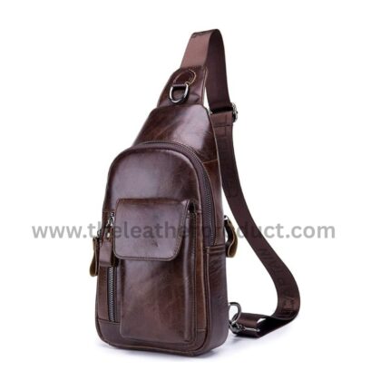 Mens Leather Crossbody Bag Shoulder Sling Bag Casual Daypacks Chest Bags for Travel
