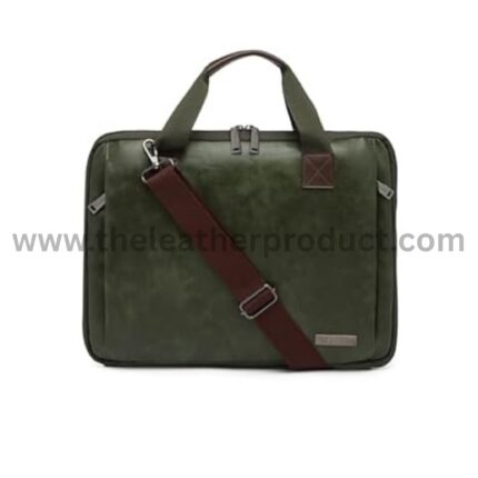 Green, Stylish Leather, Laptop Messenger Bag for Men I Office Bags I Travel Bags.