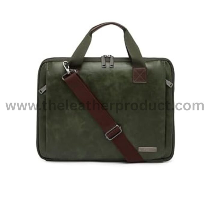 Green, Stylish Leather, Laptop Messenger Bag for Men I Office Bags I Travel Bags.