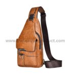 Men's Leather Sling Bag Chest Shoulder Backpack Crossbody Bag