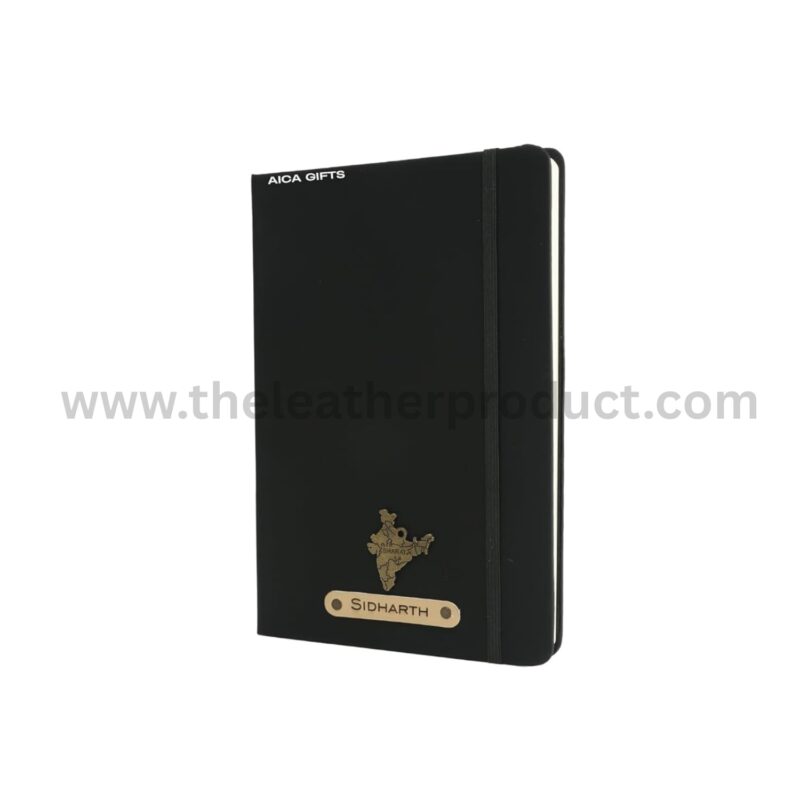Black Personalized Name & Charm Leather Notebook Diary, Diary for Men Women Girls & Boys