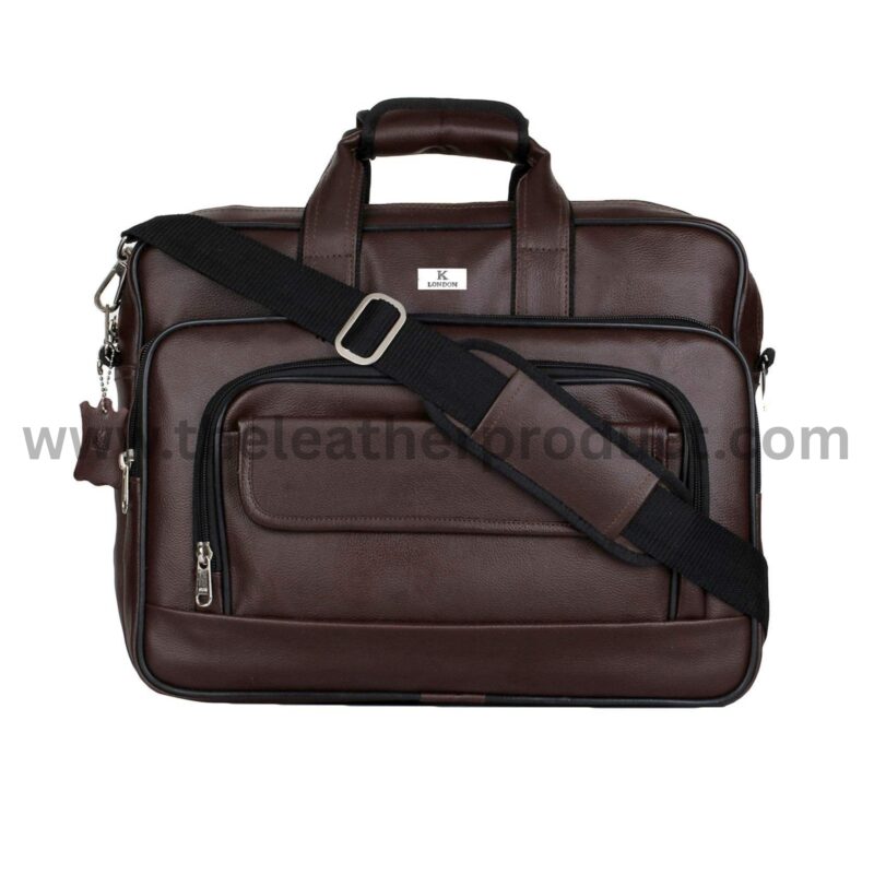 Brown Artificial Leather Handmade Men Women Laptop Bag Office bag Cross Over Shoulder Messenger Bag Office Bag