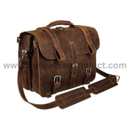 Leather Messenger Bag for Men Briefcase Travel Backpack Shoulder.