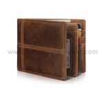 Genuine Leather Mens Wallet Blocking Wallet for Men with 1 ID Window 13 Card Holders 2 cash pockets