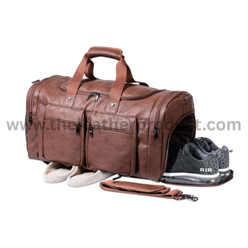 Brown Genuine Leather Duffel Bag Soft-Sided - Weekender Travel Bag for Men and Women Handmade