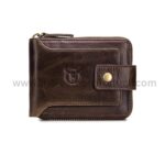 Genuine Leather Wallet for Men Large Capacity ID Window Card Case with Zip Coin Pocket