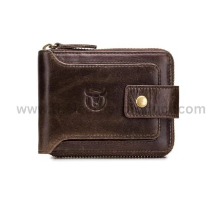 Genuine Leather Wallet for Men Large Capacity ID Window Card Case with Zip Coin Pocket