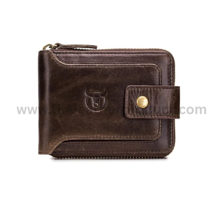 Genuine Leather Wallet for Men Large Capacity ID Window Card Case with Zip Coin Pocket