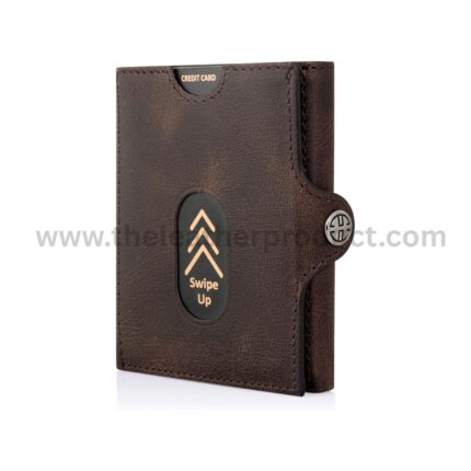 Leather Wallet Small Compact Front Pocket RFID With Coin Pocket Wallets, Brown