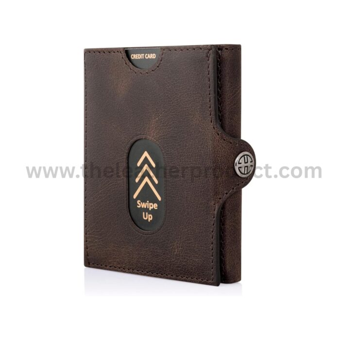 Leather Wallet Small Compact Front Pocket RFID With Coin Pocket Wallets, Brown