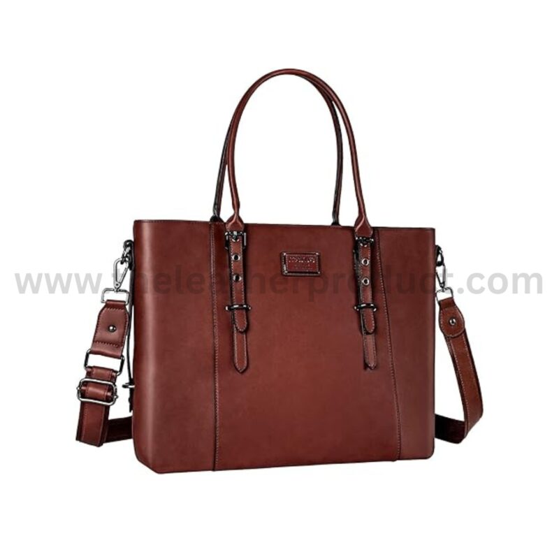 Brown Leather Laptop Tote Bag for Women Designer.