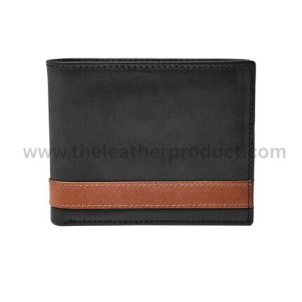Men Casual, Large Coin Pocket Formal Brown Leather Wallet.